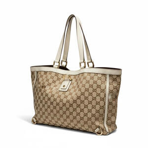 Gucci - Canvas Tote Bag White Leather